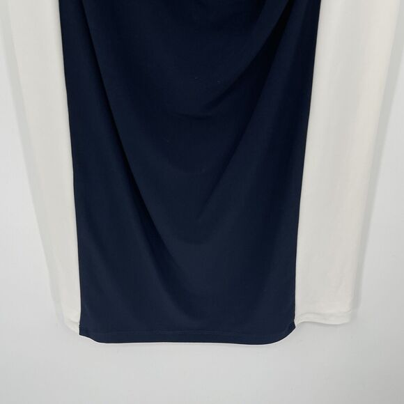 Lauren Ralph Lauren Womens Dress Sz 6 Navy Ivory Colorblock Stretch Knee Length - Picture 3 of 10